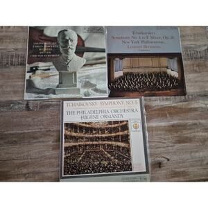 3 Vintage Tchaikovsky Vinyl's Symphony NO 4/violin concerto Heifetz /symphony N5